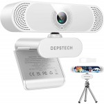 4K Webcam, DEPSTECH DW49 Sony Sensor Autofocus Webcam with Microphone, Privacy Cover and Tripod, Plug and Play USB Computer Web Camera for Pro Streaming/Online Teaching/Video Calling/Zoom/Skype -White