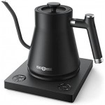 Gooseneck Electric Pour-Over Kettle, Temperature Variable Kettle for Coffee Tea Brewing, 1L Stainless Steel Kettle, Temperature Holding, Built-in Stopwatch,Button Control,Quick Heating,Black