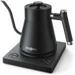 Gooseneck Electric Pour-Over Kettle, Temperature Variable Kettle for Coffee Tea Brewing, 1L Stainless Steel Kettle, Temperature Holding, Built-in Stopwatch,Button Control,Quick Heating,Black