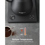 Gooseneck Electric Pour-Over Kettle, Temperature Variable Kettle for Coffee Tea Brewing, 1L Stainless Steel Kettle, Temperature Holding, Built-in Stopwatch,Button Control,Quick Heating,Black