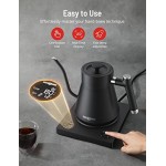 Gooseneck Electric Pour-Over Kettle, Temperature Variable Kettle for Coffee Tea Brewing, 1L Stainless Steel Kettle, Temperature Holding, Built-in Stopwatch,Button Control,Quick Heating,Black