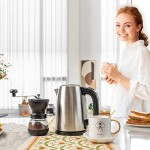 Electric Kettle for Boiling Water, Tea Kettle with 5 Temperature Settings,1.7L Electric Tea Kettle Temperature Control with Auto-Shutoff and Boil-Dry, Stainless Steel, 1100W, KUKT020L