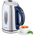 Electric Kettle for Boiling Water, Tea Kettle with 5 Temperature Settings,1.7L Electric Tea Kettle Temperature Control with Auto-Shutoff and Boil-Dry, Stainless Steel, 1100W, KUKT020L