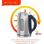 Electric Kettle for Boiling Water, Tea Kettle with 5 Temperature Settings,1.7L Electric Tea Kettle Temperature Control with Auto-Shutoff and Boil-Dry, Stainless Steel, 1100W, KUKT020L