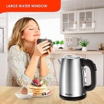Electric Kettle for Boiling Water, Tea Kettle with 5 Temperature Settings,1.7L Electric Tea Kettle Temperature Control with Auto-Shutoff and Boil-Dry, Stainless Steel, 1100W, KUKT020L