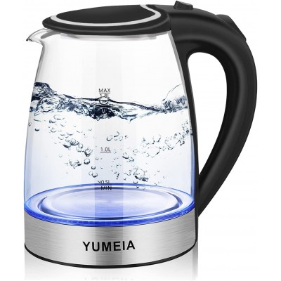 Glass Electric Kettle, Tea Kettle With LED Light,1200W 1.8L Cordless Portable Water Kettle Boiler Tea Pot With BPA-Free, Auto-Shutoff And Boil-Dry Protection Teapot,Stainless Steel Kettle Water Boiler
