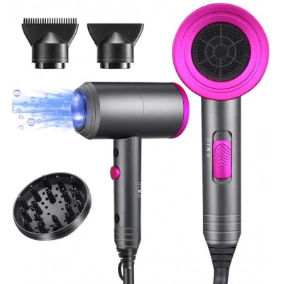 Ionic Hair Dryer, 1800W Professional Blow Dryer (with Powerful AC Motor), Negative Ion Technolog, 3 Heating/2 Speed/Cold Settings, Contain 2 Nozzles and 1 Diffuser, for Home Salon Travel Woman Kids