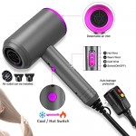 Ionic Hair Dryer, 1800W Professional Blow Dryer (with Powerful AC Motor), Negative Ion Technolog, 3 Heating/2 Speed/Cold Settings, Contain 2 Nozzles and 1 Diffuser, for Home Salon Travel Woman Kids