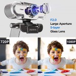 Webcam 1080P Full HD PC Skype Camera, PAPALOOK PA452 Web Cam with Microphone, Video Calling and Recording for Computer Laptop Desktop, Plug and Play USB Camera for YouTube, Compatible with Windows