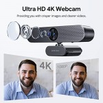 4K Webcam with Remote Control, DEPSTECH DW50 Sony Sensor Webcam with Mic, Noise-Canceling, AutoFocus, Low-Light Correction, Privacy Cover, Streaming Web Camera for Zoom/OBS/Teams/PC/Mac/Laptop/Desktop