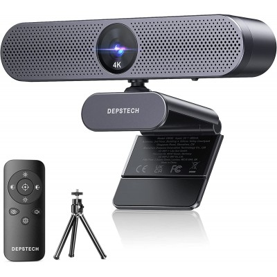 4K Webcam with Remote Control, DEPSTECH DW50 Sony Sensor Webcam with Mic, Noise-Canceling, AutoFocus, Low-Light Correction, Privacy Cover, Streaming Web Camera for Zoom/OBS/Teams/PC/Mac/Laptop/Desktop