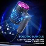 Hair Dryer, 1800W Blow Dryer, Ionic Hair Dryer with Diffuser, Foldable Handle Travel Hair Dryer, Constant Temperature Hair Care Without Damaging Hair
