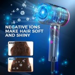 Hair Dryer, 1800W Blow Dryer, Ionic Hair Dryer with Diffuser, Foldable Handle Travel Hair Dryer, Constant Temperature Hair Care Without Damaging Hair
