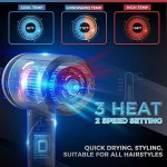 Hair Dryer, 1800W Blow Dryer, Ionic Hair Dryer with Diffuser, Foldable Handle Travel Hair Dryer, Constant Temperature Hair Care Without Damaging Hair