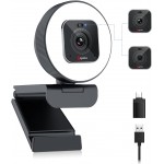 4K Streaming Webcam with Light - Angetube Ultra HD Autofocus Web Camera with Microphone - USB Gaming Web Cam Built-in Privacy Cover, Sony Sensor for PC MAC Computer Laptop Desktop, Meeting Video Call