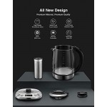 Electric Tea Kettle, 6 Variable Presets Temperature Smart Tea Maker, Fast Boil Electric Glass Kettle with 2Hr Keep Warm Function, Premium Stainless Steel, 1200 Watt Quick Heating, 1.7L