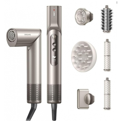 Dreame Dazzle Hair Styler and Dryer- Intelligent Nozzle Recognition, 110,000RPM High-Speed Motor for Fast Drying, 300M Negative Ions, 5 Snap-on Attachments, Smart Screen, 3 Customizable Modes