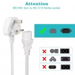 Indoor 3 pin Uk England Plug Iec320 C13 Pvc H05VV-F 0.75MM2/3C Power Cable Portable Office Extension Cord