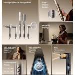 Dreame Dazzle Hair Styler and Dryer- Intelligent Nozzle Recognition, 110,000RPM High-Speed Motor for Fast Drying, 300M Negative Ions, 5 Snap-on Attachments, Smart Screen, 3 Customizable Modes